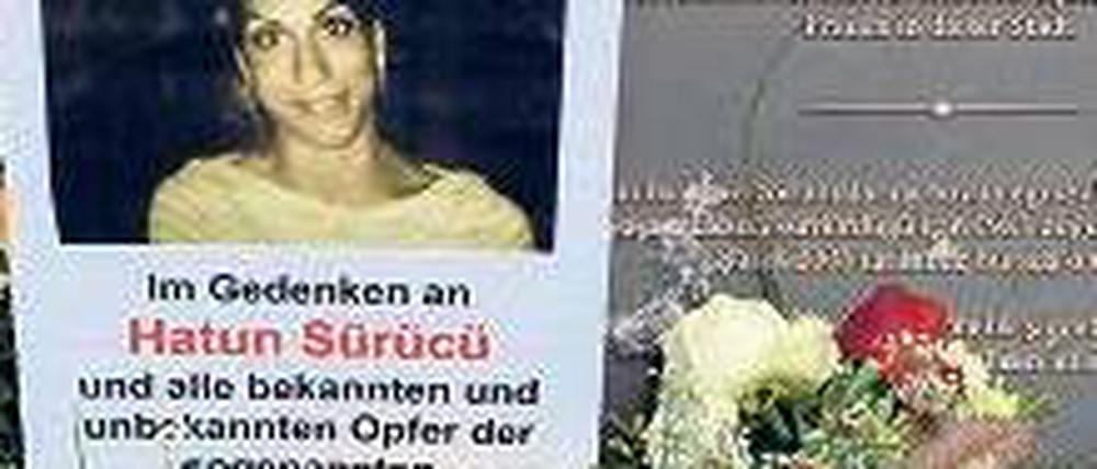 Erinnerung an Hatun Sürücü. Gedenkstein am Tatort in der Oberlandstraße. Foto: dpa