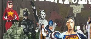 Superhelden, Superschurken: Dieses Foto des Vorfalls veröffentlichte das Simon-Wiesenthal-Zentrum.