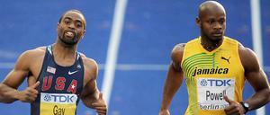 Tyson Gay (links) und Asafa Powell 2009 in Berlin.