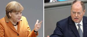 Merkel vs. Steinbrück - das Ende des Zweikampfes ist noch völlig offen.