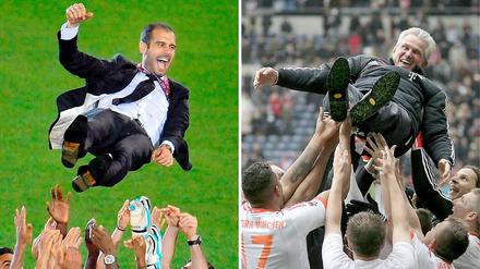Pep Guardiola (links) und sein Bayern-Vorgänger Jupp Heynckes.