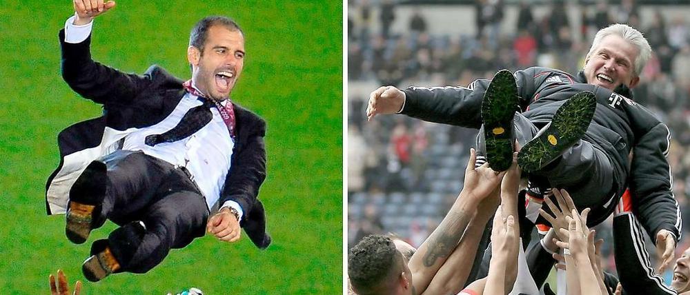 Pep Guardiola (links) und sein Bayern-Vorgänger Jupp Heynckes.