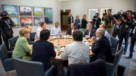 Angela Merkel, Barack Obama and Friends beim Mittagessen.