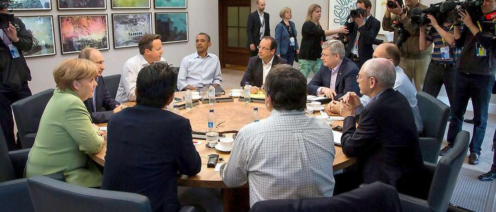 Angela Merkel, Barack Obama and Friends beim Mittagessen.