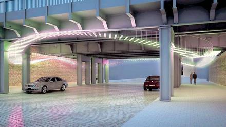 Lichtwelle. Ab Herbst soll eine interaktive Beleuchtung die Brücke in der Bleibtreustraße zieren. 