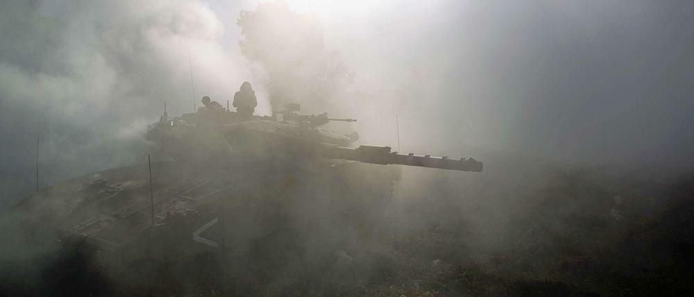Israelische Soldaten bei einer Manöverübung auf den Golanhöhen an der syrischen Grenze im Mai.