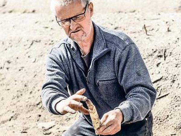 Landwirt Søren Wiuff auf seinem idealen sandigen Schwemmboden.