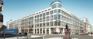 Statt Wertheim. 480 Arbeiter sind auf der Baustelle am Leipziger Platz aktiv. 800 Millionen Euro wird das „Leipziger Platz Quartier“ kosten. In 250 Läden sollen Berliner und Touristen shoppen können – auf mehr als 70 000 Quadratmetern.