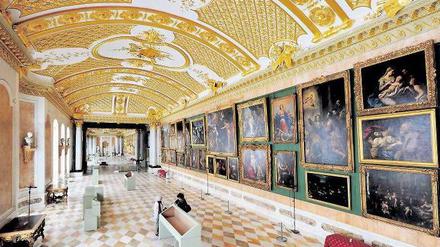Barocke Pracht. Blick ins Innere der Bildergalerie, die unmittelbar östlich an das berühmtere Schloss Sanssouci anschließt. 