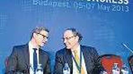 Guido Westerwelle und der neue Vizepräsident des Jüdischen Weltkongresses, Dieter Graumann (links). Foto: dpa