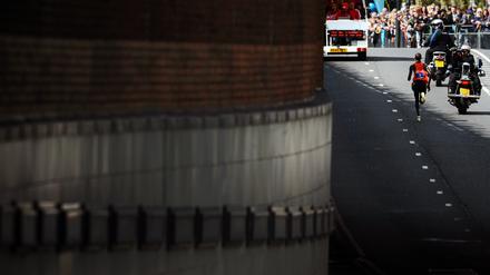 Zieleinlauf. Vorjahressieger Wilson Kipsang auf den letzten Metern in London.