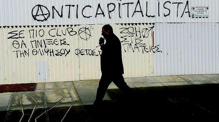 Ein antikapitalistisches Graffiti in Nikosia.