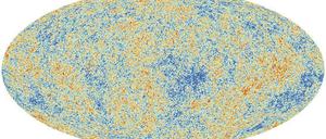 Echo des Urknalls. Die von „Planck“ aufgezeichnete Hintergrundstrahlung zeigt die Frühzeit des Universums vor 13,4 Milliarden Jahren. 