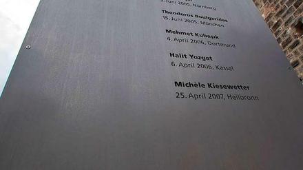 Das Mahnmal in Nürnberg, das die Opfer der NSU auflistet. 