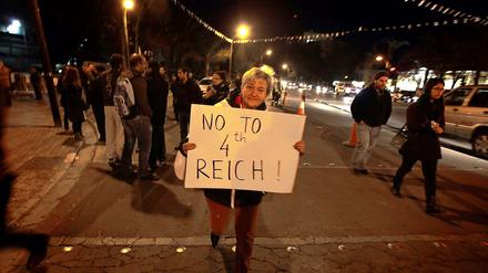 Russische Demonstrantin auf Zypern.