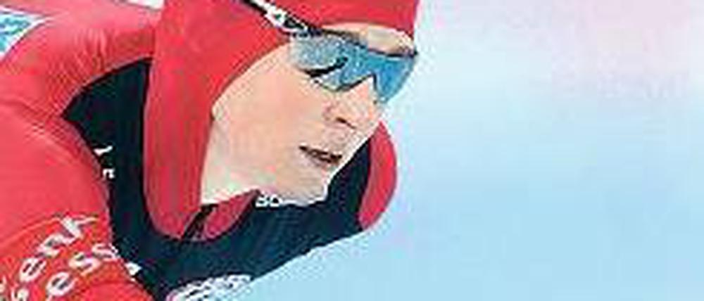 Gut gelaufen. Claudia Pechstein lief schon über 3000 Meter auf Platz drei. Foto: AFP