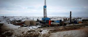 Eiskalt. Eine Frackimng-Gasförderanlage nahe dem Städtchen Williston im US-Bundesstaat North Dakota.