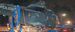 Verunglückt. Die zwei kollidierten Hubschrauber der Bundespolizei wurden noch in der Nacht zum Freitag