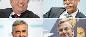 Die Top-Verdiener unter den Vorständen: Martin Winterkorn, VW (o. l.), Dieter Zetsche, Daimler (o. r.), Peter Löscher, Siemens (u. l.) und Christoph Franz, Lufthansa (u. r.).