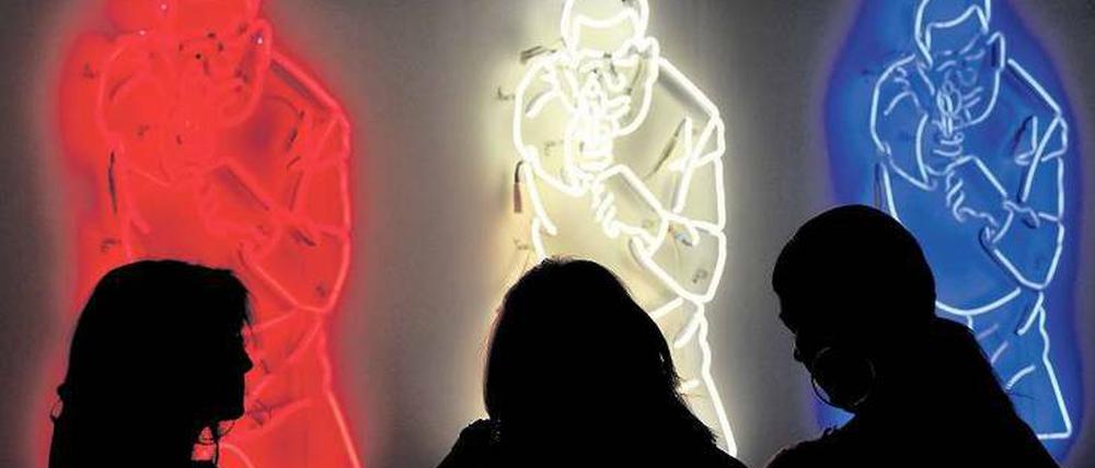 Gefahrenzone. Blick in eine Koje auf der Armory Show, in der die Zuschauer zu Zielscheiben werden. 