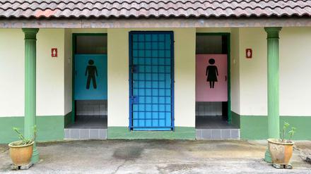Männlein blau, Weiblein rosa: Diese Toilette auf Malaysia ist das Gegenteil von Unisex.
