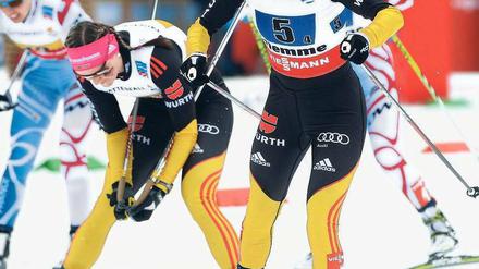 Blick nach unten. Doch Gössner (r.) war mit einem vierten Platz noch beste Deutsche.