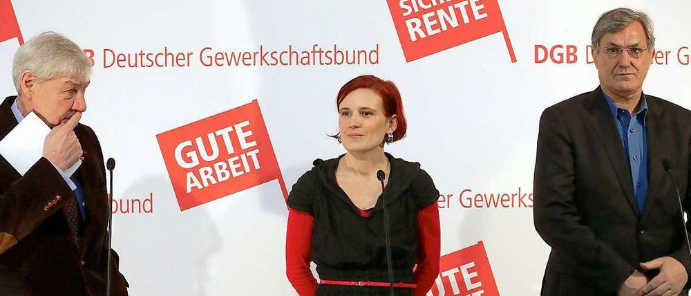 Gewisser Abstand. Am Montag war die Linken-Spitze Gast beim DGB-Bundesvorsitzenden Michael Sommer (links).