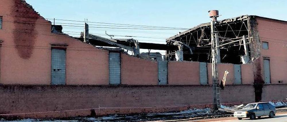 Verwüstet. Die Zinkfabrik in Tscheljabinsk wurde durch den Meteoritenschauer schwer beschädigt.