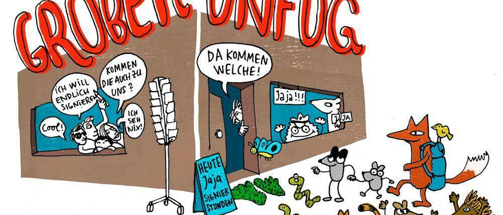 Eigener Strich: Mit diesem Bild wirbt der Jaja-Verlag für die Signierstunde.