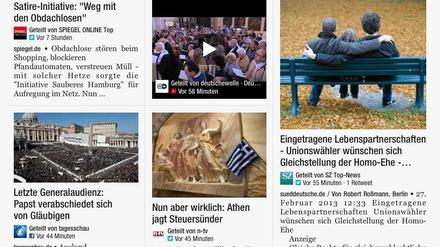 Die iPad-App Flipboard geht beim Zusammenstellen von Nachrichten sehr freizügig mit fremden Texten um.