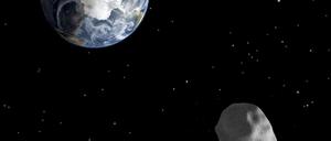 Auf Erdkurs. Die Animation zeigt, wie der Asteroid 2012 DA14 auf unseren Planeten zurast. Dieser Brocken war keine Gefahr - doch das ist nicht bei allen Asteroiden so. 