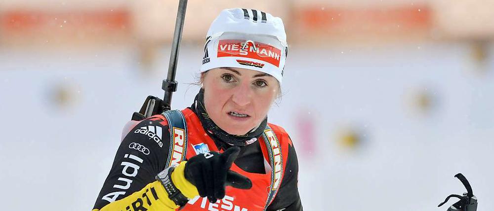 Wo geht's zum Podest? Andrea Henkel holte bei der Biathlon-WM endlich die erste Medaille für Deutschland.
