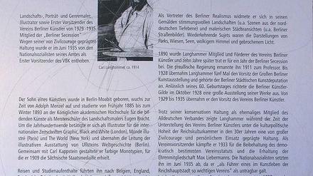 Die Gedenktafel für Carl Langhammer (1868 – 1943) befindet sich vor dem heutigen Domizil des Vereins Berliner Künstler, Schöneberger Ufer 57 (Tiergarten).