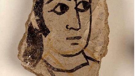 Malereifragment aus dem Kalifenpalast von Samarra aus dem 9. Jahrhundert. Frescomalerein auf Stuck waren vermutlich weit verbreitet in Samarra, es sind aber nur Bruchstücke erhalten geblieben. 