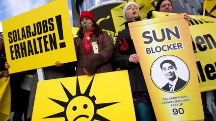 Protest gegen die Kürzung der Solarförderung.