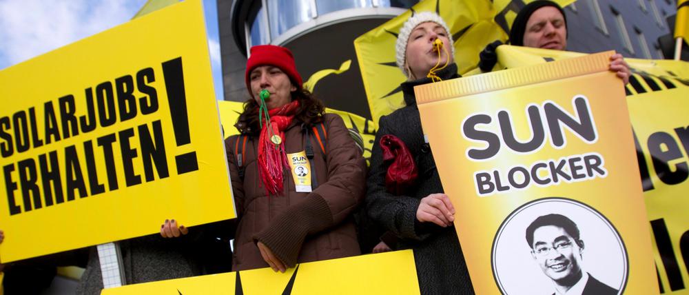 Protest gegen die Kürzung der Solarförderung.