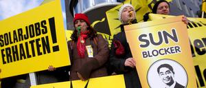 Protest gegen die Kürzung der Solarförderung.