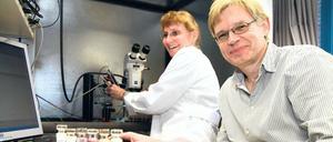Methode der Stunde. Peter Hegemann, Miterfinder der Optogenetik, zusammen mit der technischen Assistentin Maila Reh in seinem Biophysik-Labor am Institut für Biologie der Berliner Humboldt-Universität.