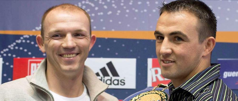 Jürgen Brähmer (l.) kämpft am Samstagabend in der Max-Schmeling-Halle gegen Europameister Eduard Gutknecht.