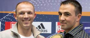 Jürgen Brähmer (l.) kämpft am Samstagabend in der Max-Schmeling-Halle gegen Europameister Eduard Gutknecht.