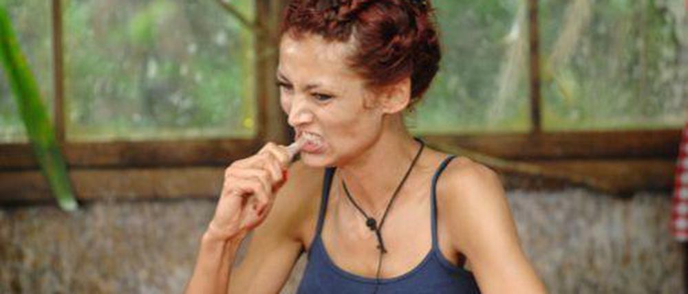 Fiona Erdmann in der Dschungel-Pizzeria. 
