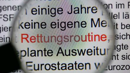 "Rettungsroutine" ist das Wort des Jahres 2012.