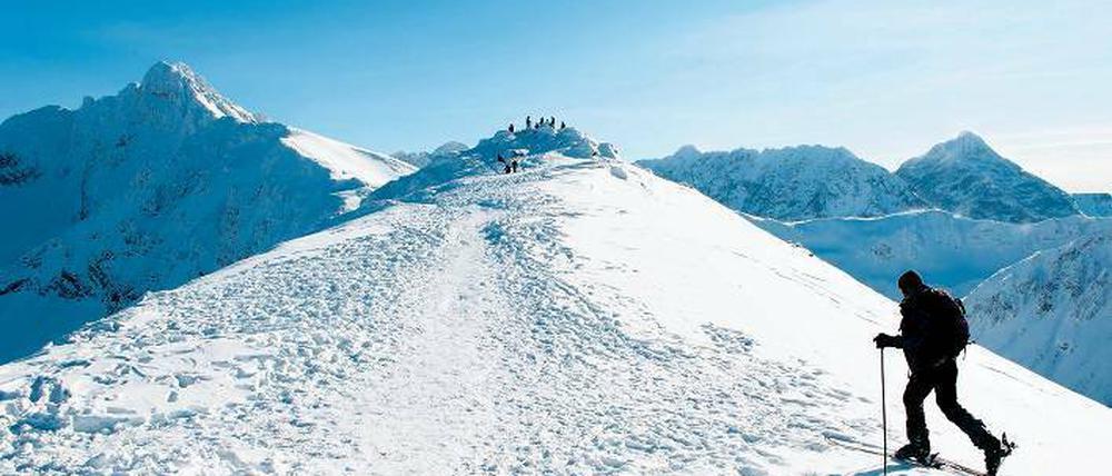 Gipfeltreffen. Die Landschaft der Hohen Tatra ist faszinierend. Und selten herrscht viel Betrieb in den Loipen rund um Strbske Pleso.
