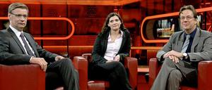 In Günther Jauchs (links) Talkshow sprachen Miriam und Jörg Kachelmann auch über die ehemalige Anklägerin des Wettermoderators. Die wehrt sich juristisch.