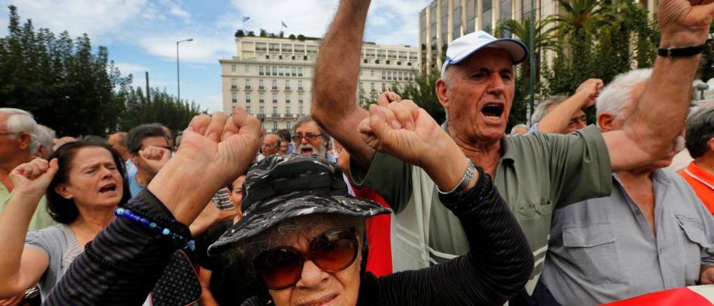 Rentner protestieren in Athen.