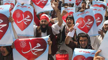 Demonstranten in Kabul protestieren am Donnerstag (20. September).