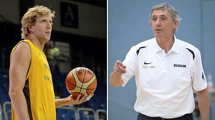 Dirk Nowitzki (l.) und Svetislav Pesic.