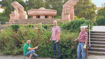 Freiwillige Pfler: Die Nachbarn Dennis Pinnow, Mike Müller, Frank Brunhorn und Carsten Meyer.