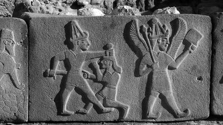 Die einzigartigen Basaltreliefs aus dem Tempel im Inneren der Zitadelle von Aleppo.