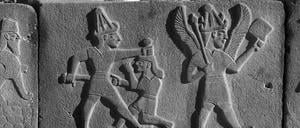 Die einzigartigen Basaltreliefs aus dem Tempel im Inneren der Zitadelle von Aleppo.
